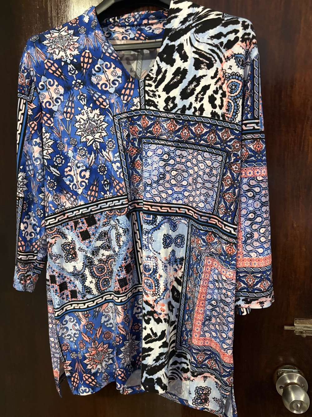 Bundle 3 for $25. Chico's Blue and Pink Patchwork Easywear Tunic. Size XL (3).